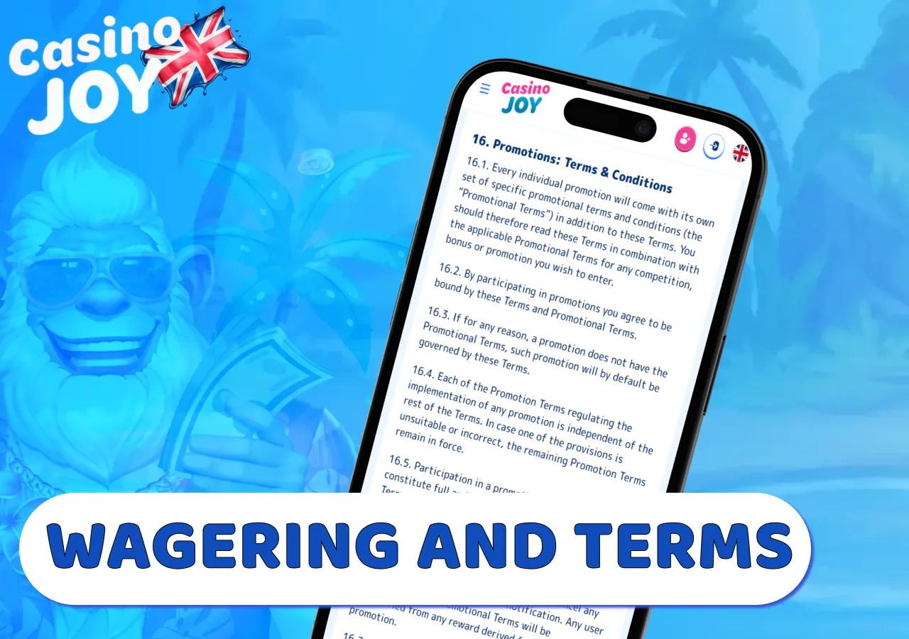 Casino Joy wagering and terms